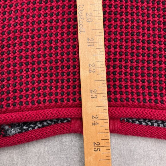 Woolrich‎ Cardigan Women Large Red Black Zip Basket Weave Check Cotton Sweater - Picture 9 of 11